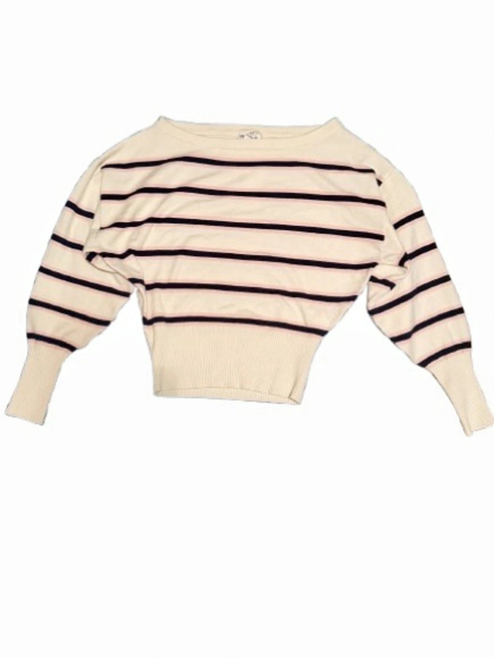 Long Sleeve Dolman Top in Cream & Black